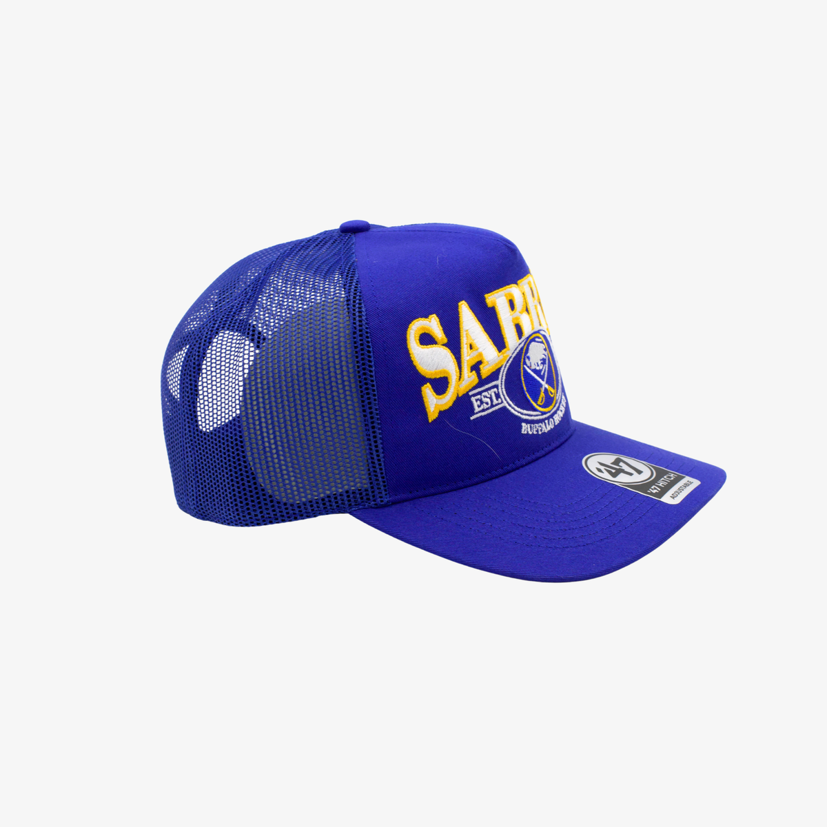 '47 Brand Buffalo Sabres Royal Blue Vintage Arch Hitch Adjustable Trucker Hat