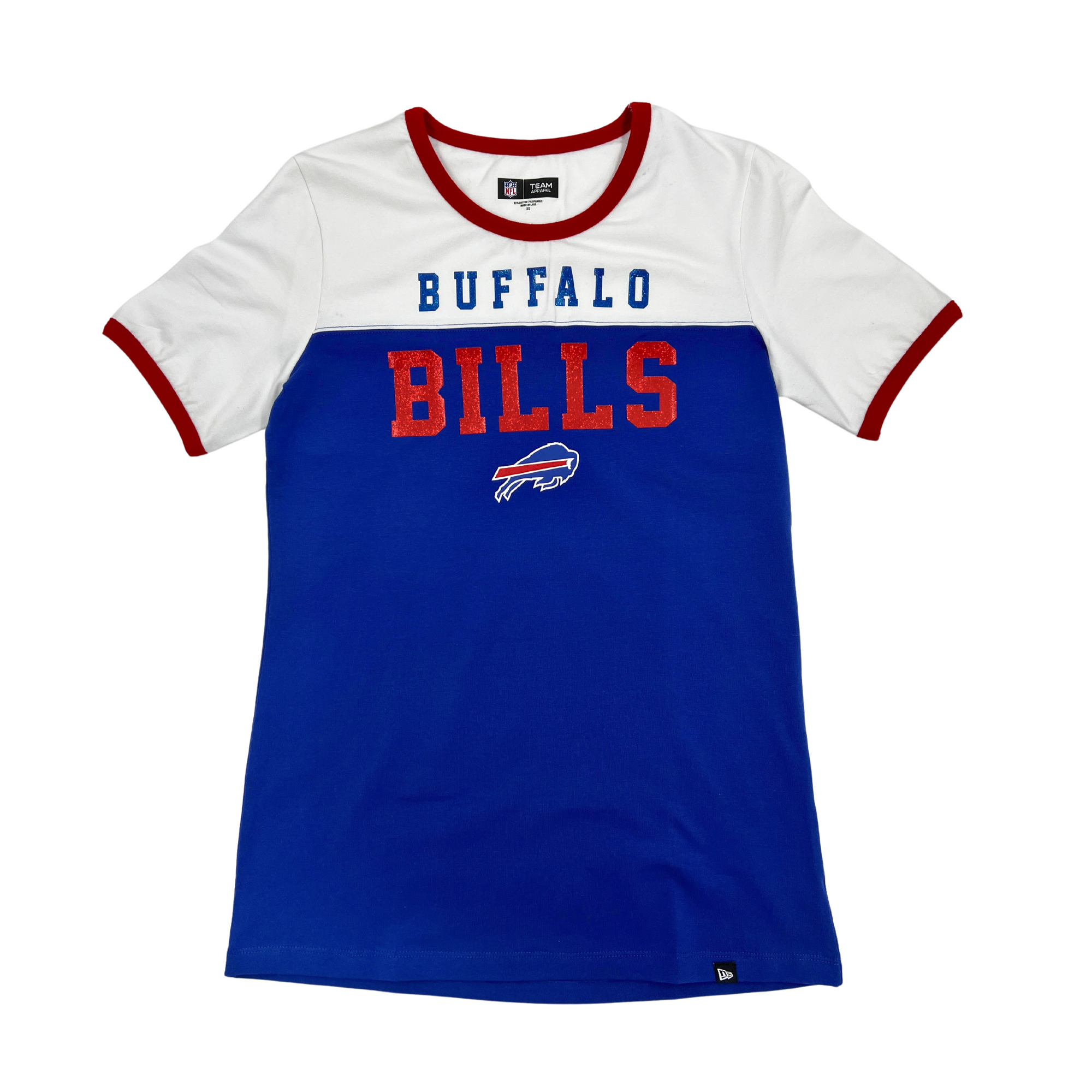 Women's New Era Buffalo Bills Royal & White Short Sleeve Shirt