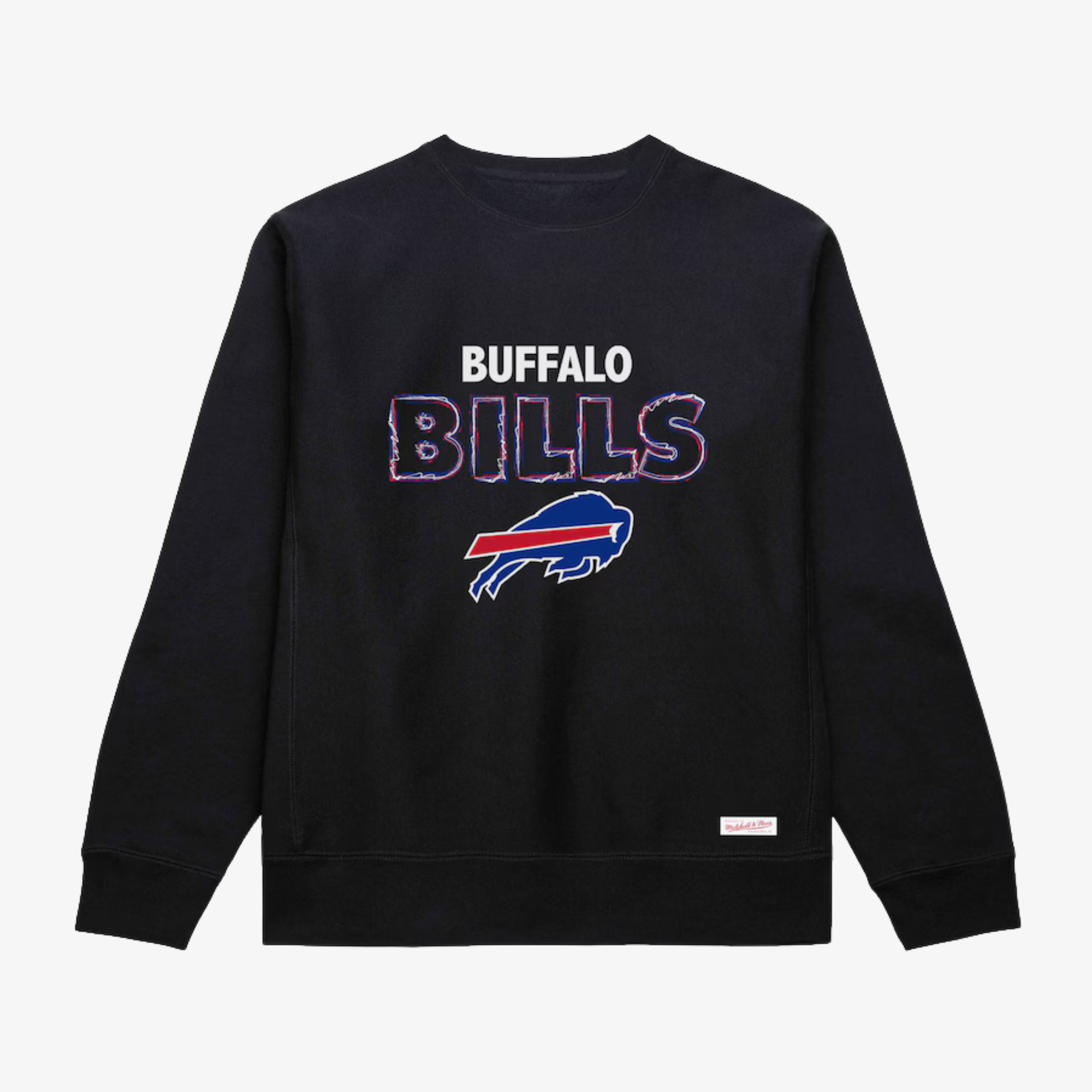 Mitchell & Ness Buffalo Bills Black Sketch Outline Crewneck