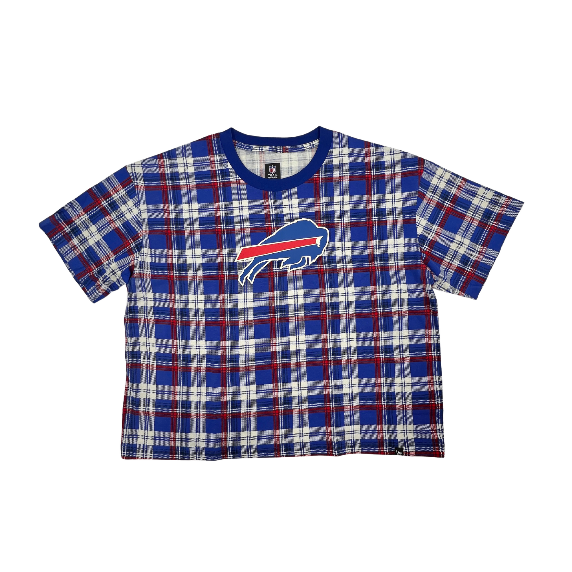 Women's New Era Bills 3rd Down Plaid Cropped T-Shirt