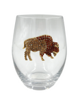 BFLO Gold & Bronze Jeweled Handcrafted Stemless Wine Glass