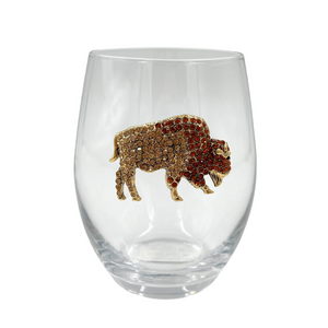 BFLO Gold & Bronze Jeweled Handcrafted Stemless Wine Glass