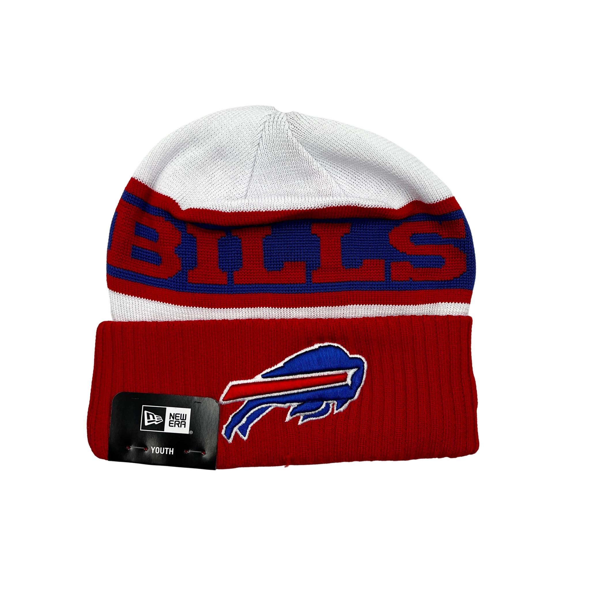 Youth New Era Bills Primary Logo & Colors 2023 Sideline Knit Hat