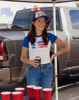 Women's BFLO x Labatt Nobody Tailgates Like Us! White & Royal Baby Tee