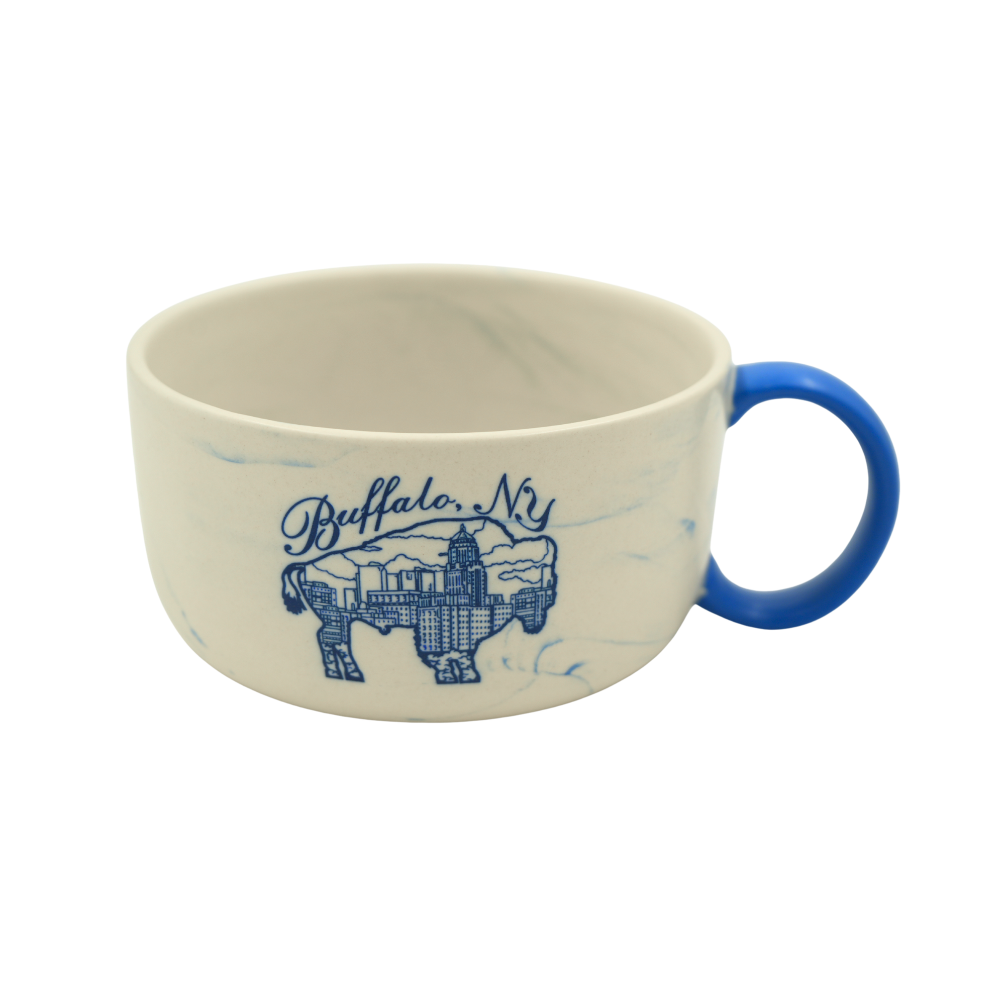 Blue Stoneware Skyline Soup Mug