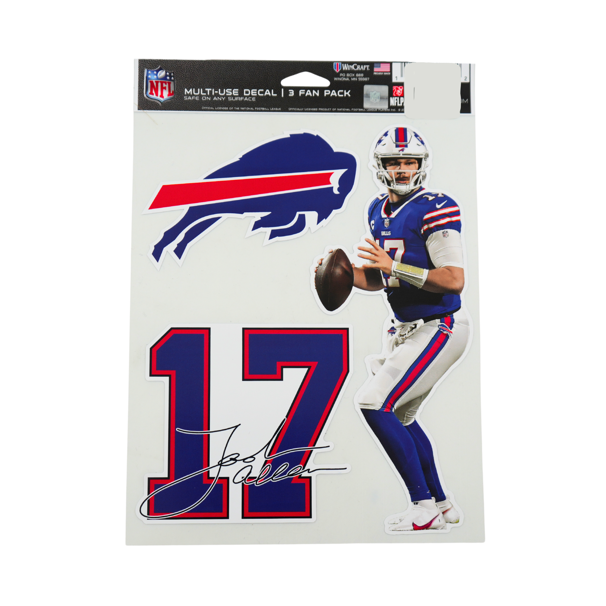 Buffalo Bills 3 Pack Josh Allen 17 Multi-Use Decals
