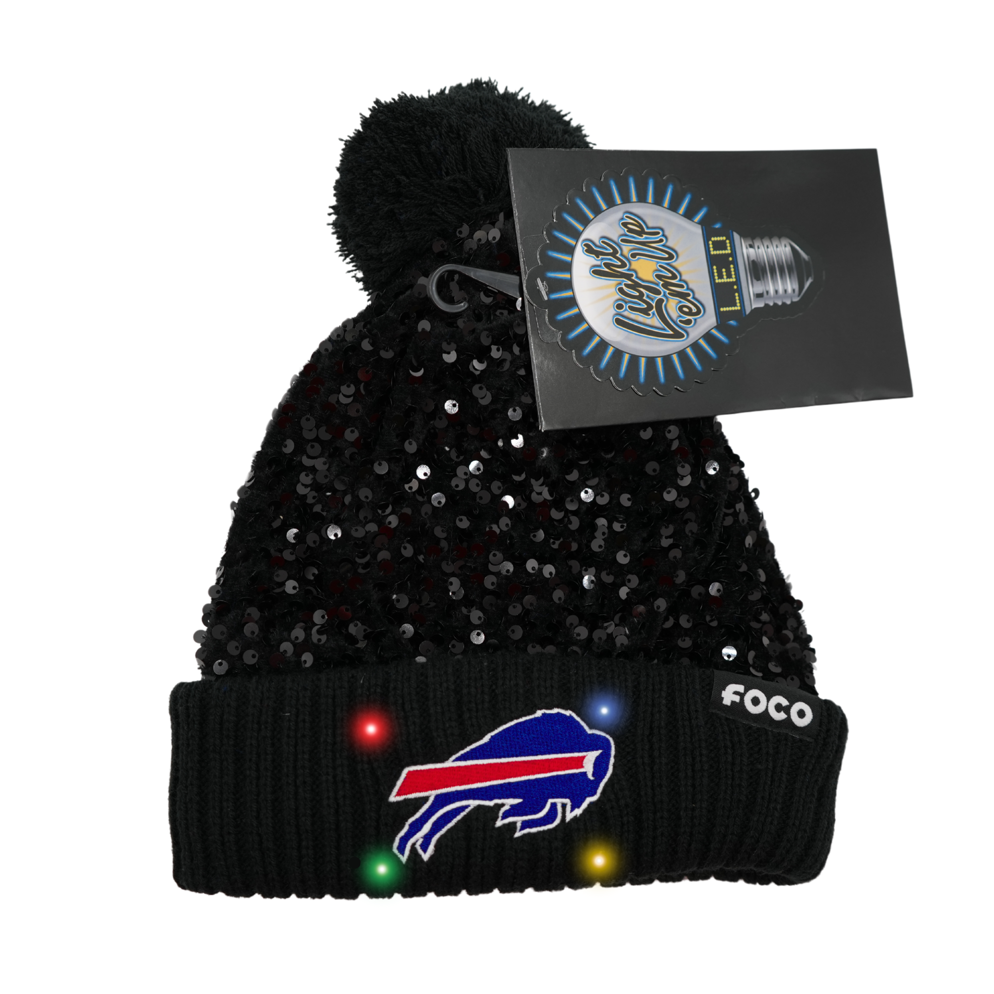 Buffalo Bills Black Sequin Light Up Knit Pom