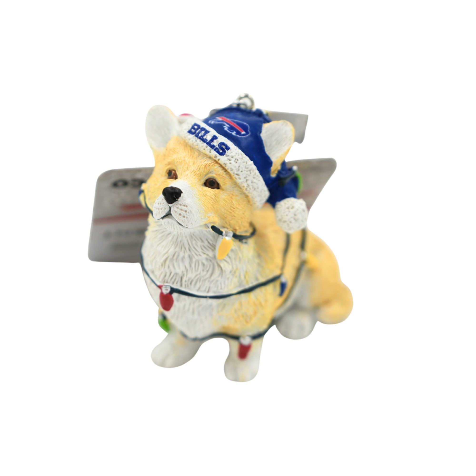 Buffalo Bills Corgi Dog Wrapped In Lights Holiday Ornament