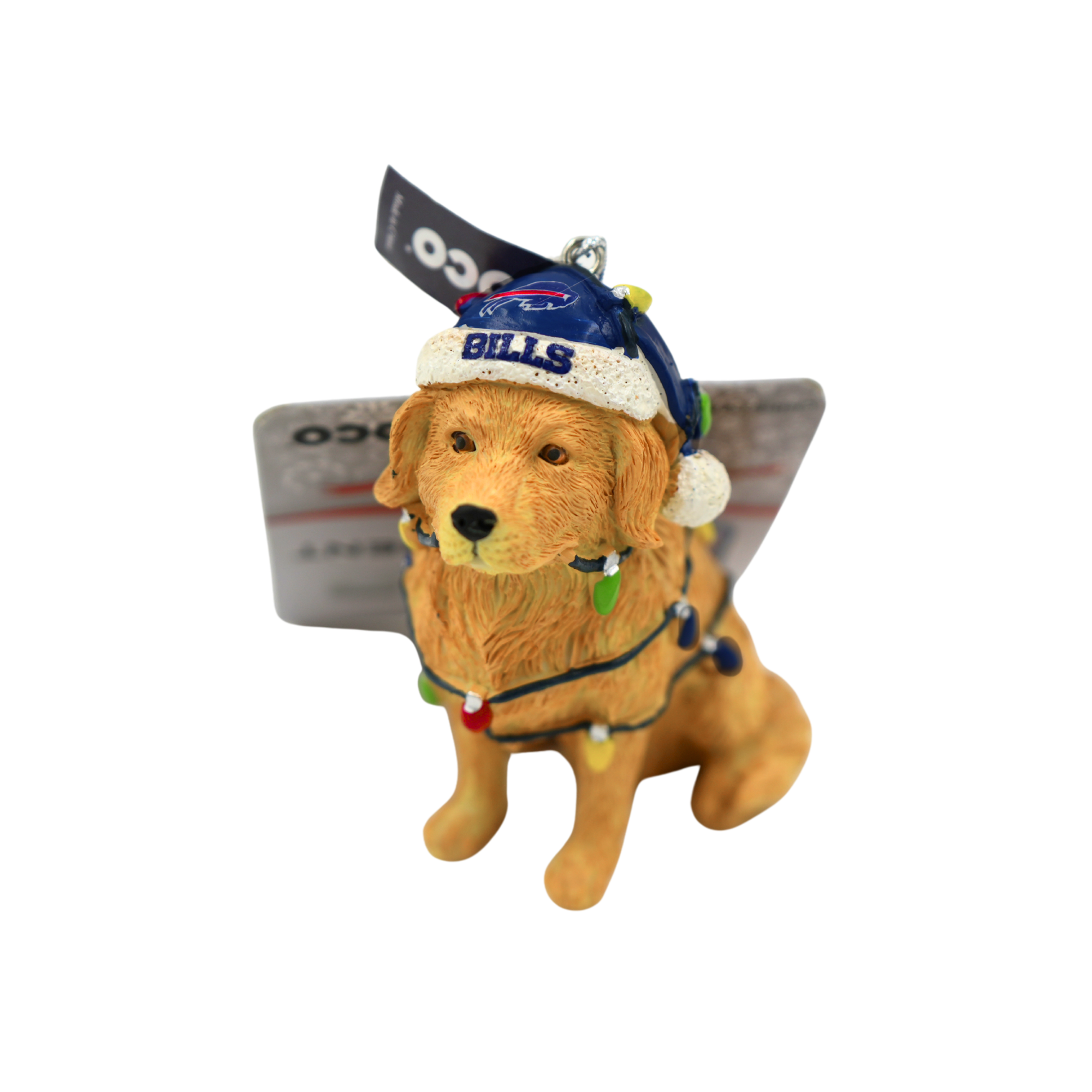 Buffalo Bills Golden Retriever Dog Wrapped In Lights Holiday Ornament