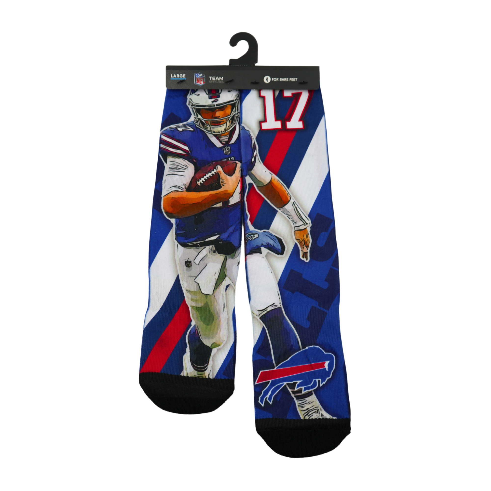 Buffalo Bills Josh Allen 17 Player Stripe For Bare Feet Men's Socks