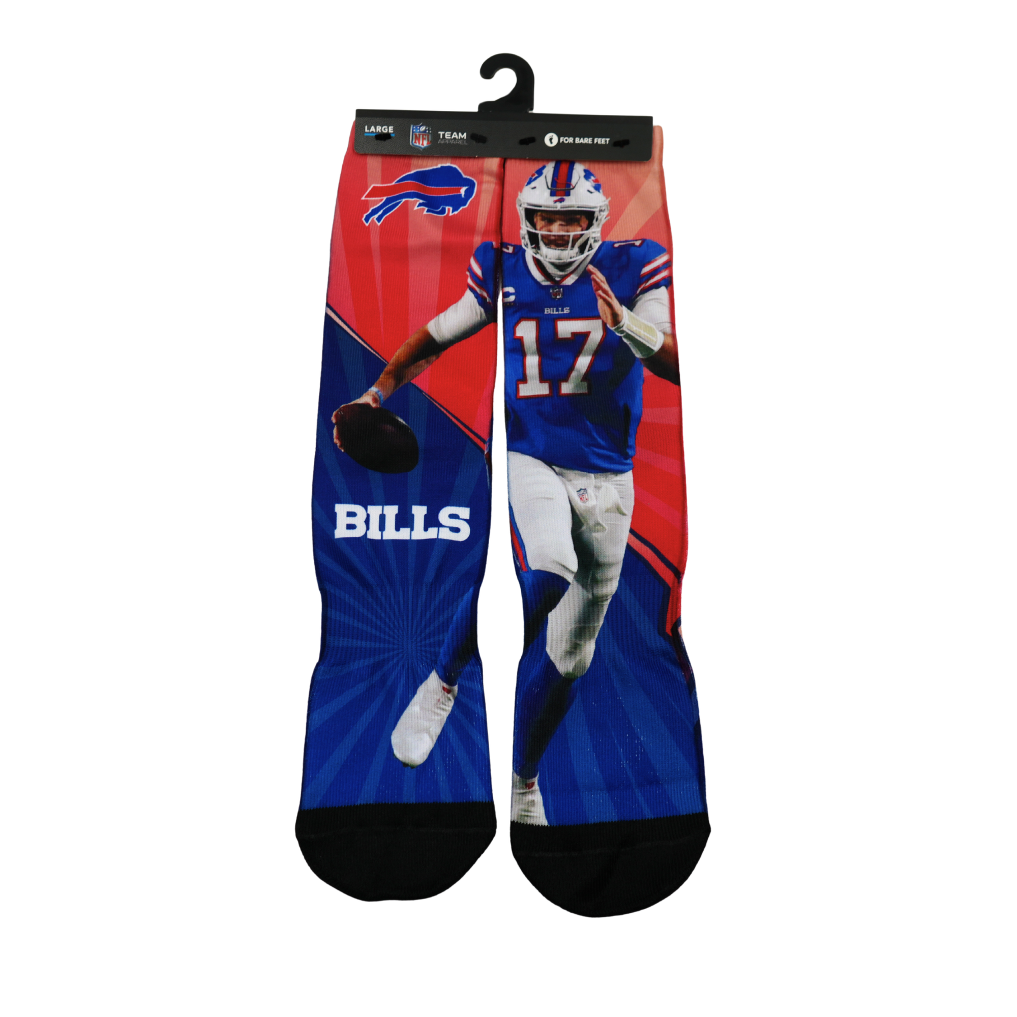 Buffalo Bills Josh Allen 17 Record Breaker For Bare Feet Men's Socks