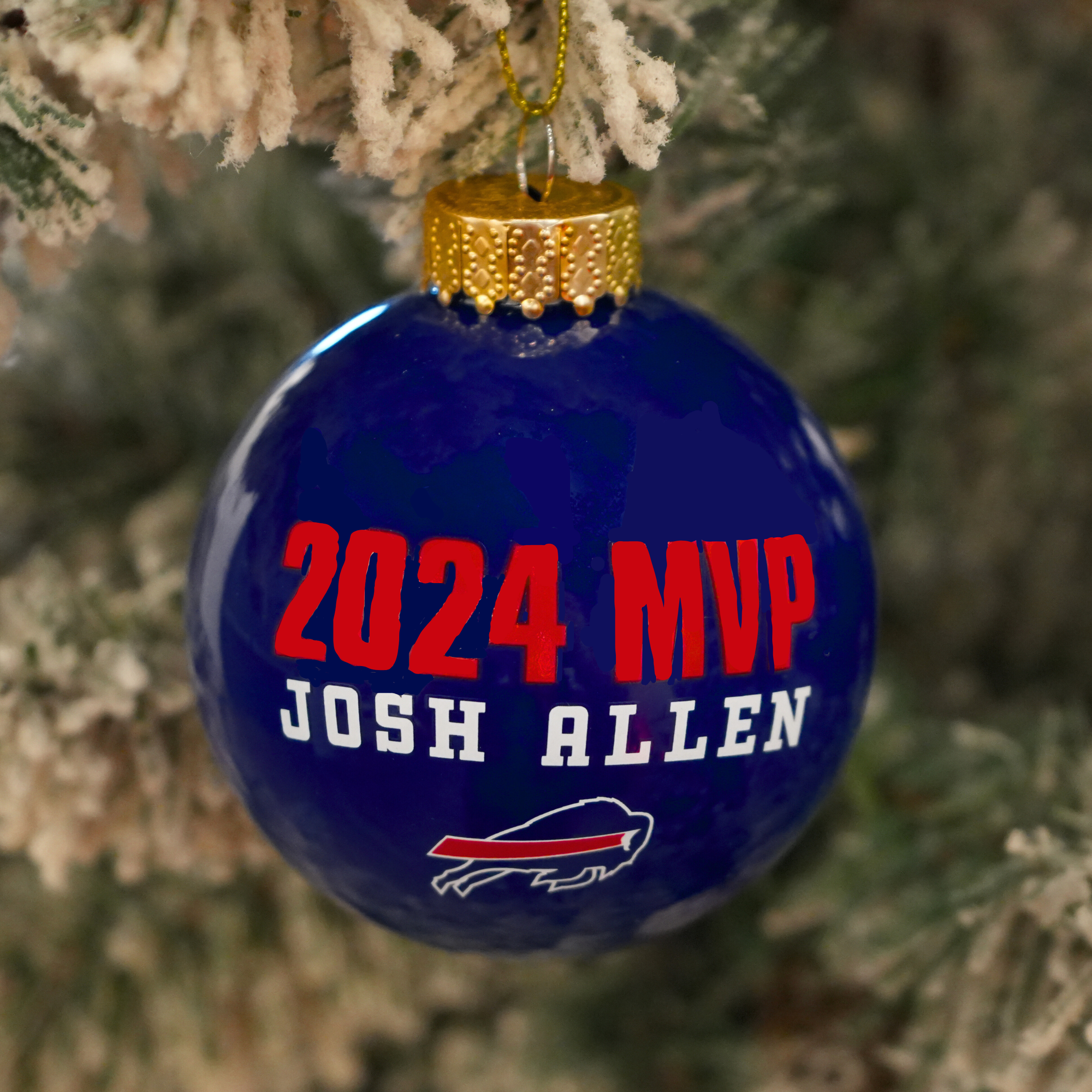 Buffalo Bills Josh Allen MVP 2024 Glass Ball Ornament
