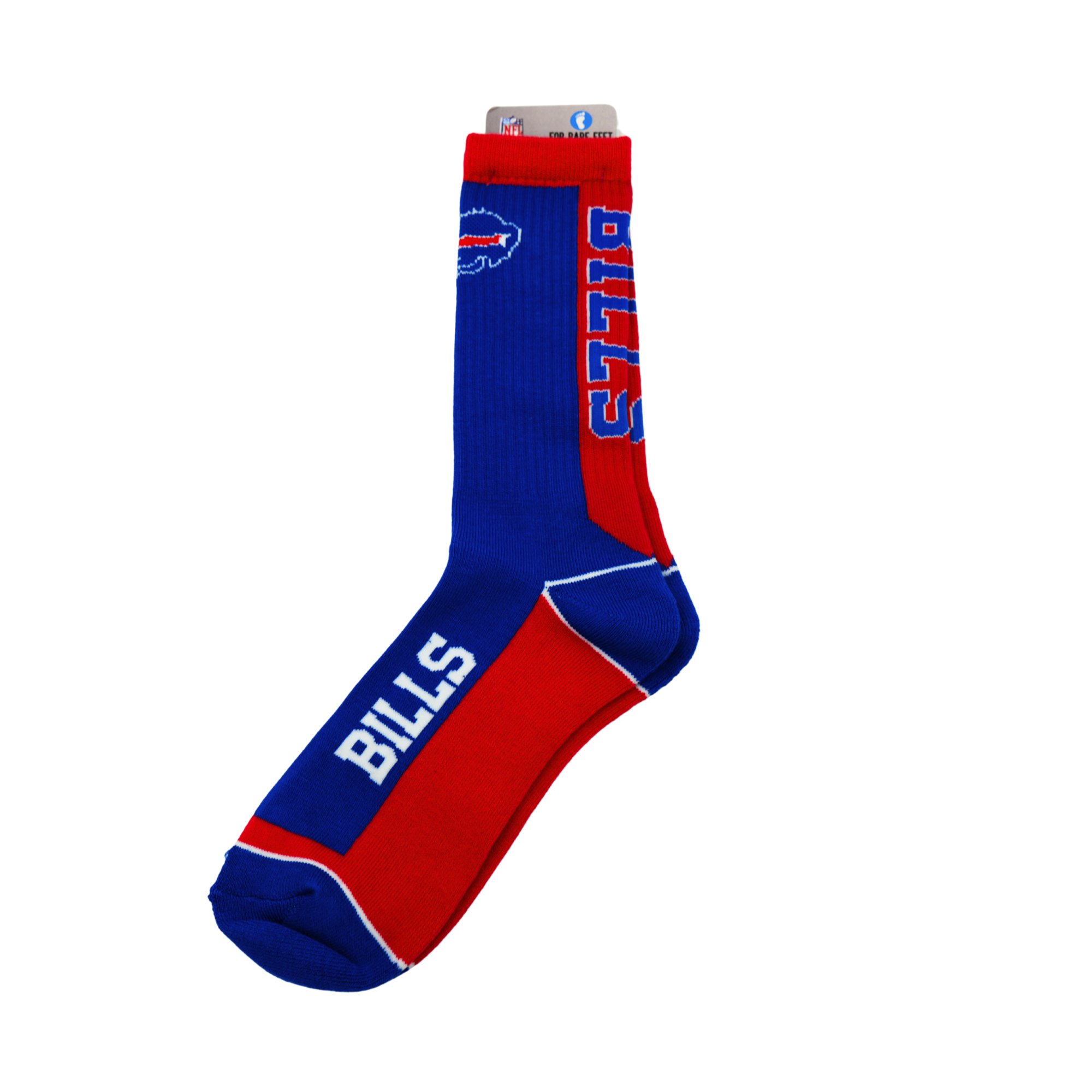 Buffalo Bills Primary Logo Blue & Red Color Blocking For Bare Feet Men's Socks