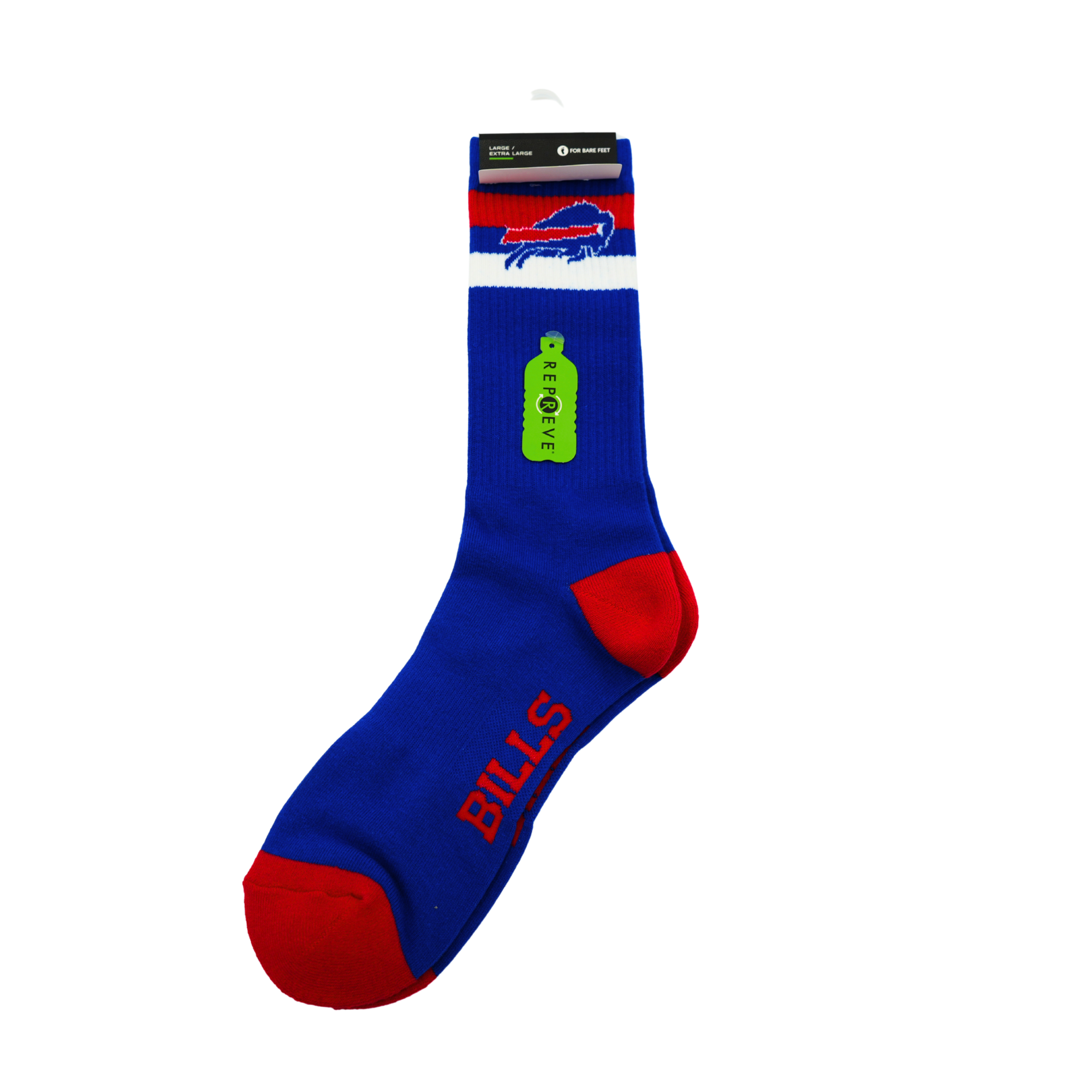 Buffalo Bills Primary Logo Blue with Red & White Stripes For Bare Feet Men's Socks