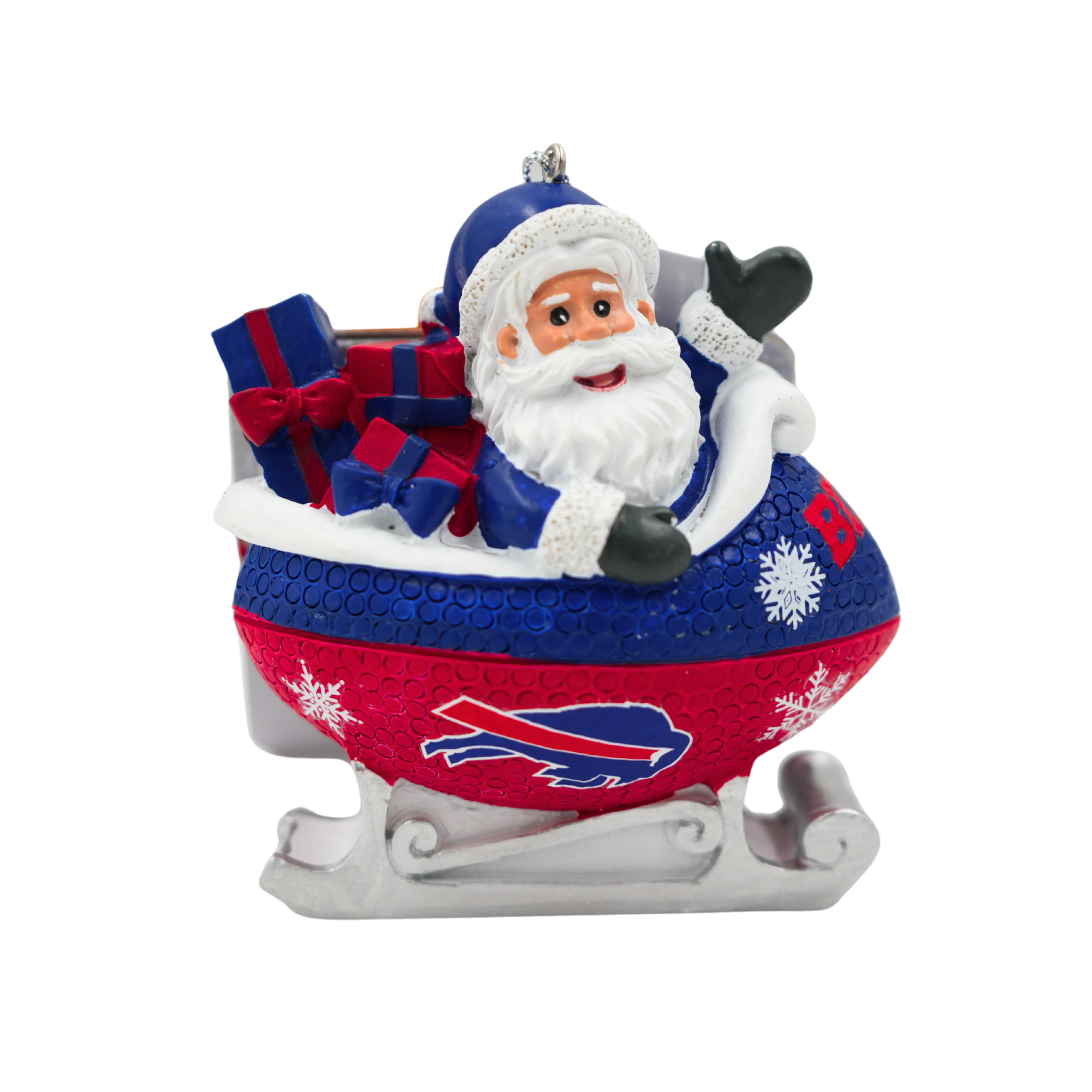 Buffalo Bills Santa In A Football Sleigh Holiday Ornament