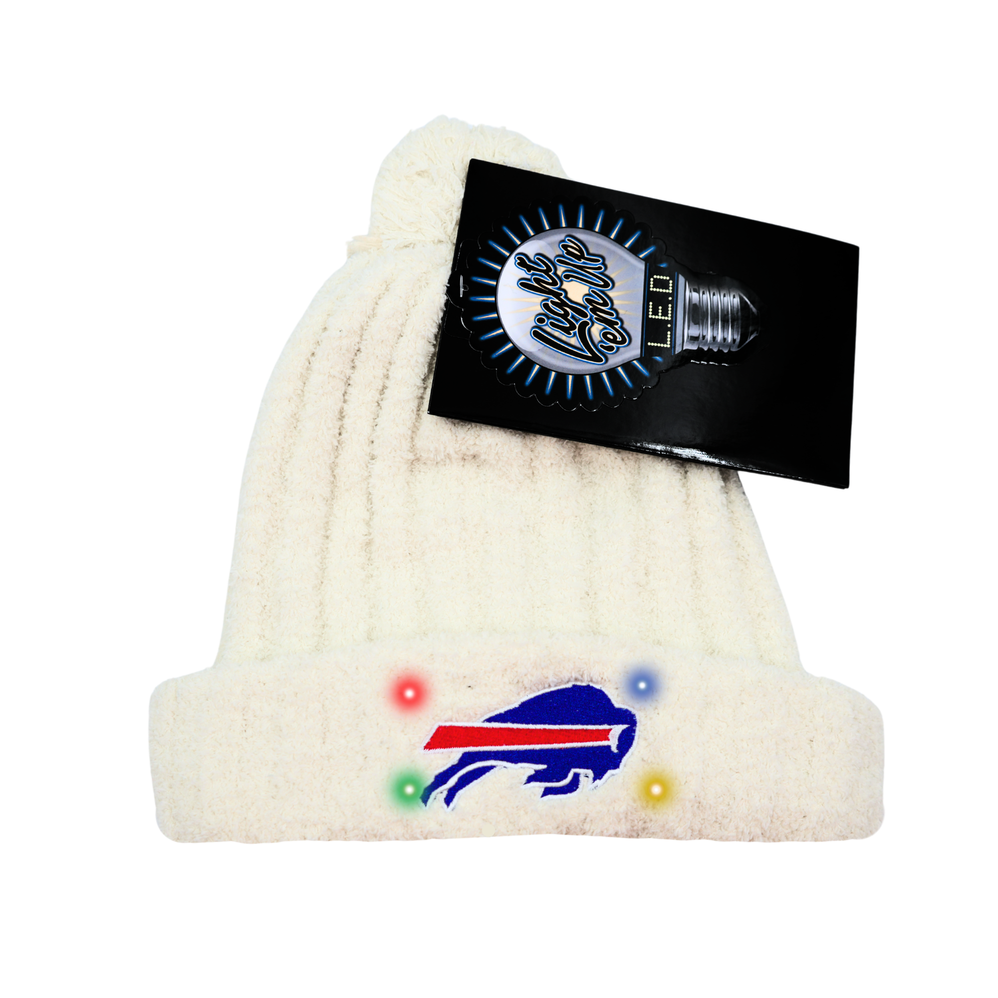 Buffalo Bills White Fuzzy Light Up Knit Pom