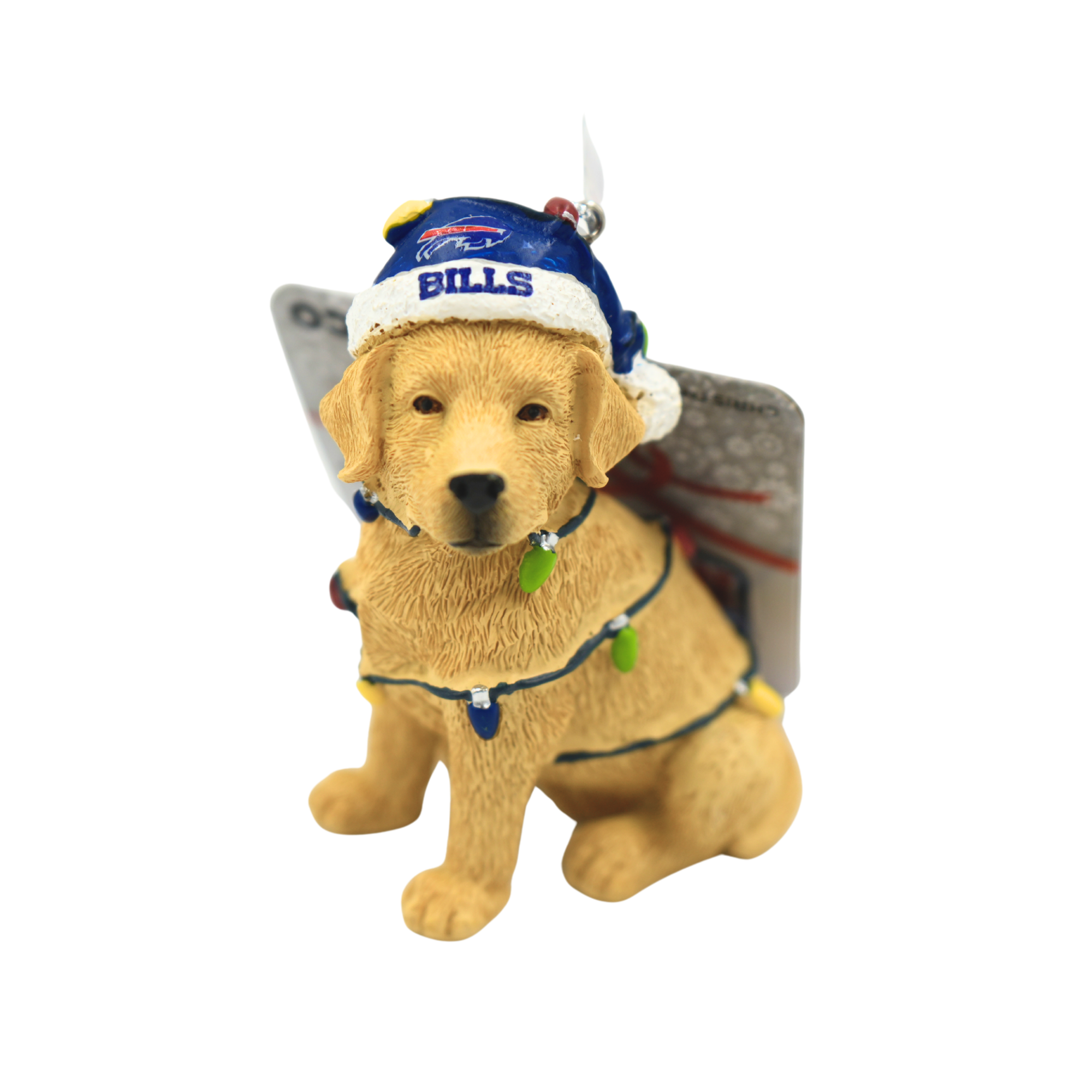 Buffalo Bills Yellow Labrador Retriever Dog Wrapped In Lights Holiday Ornament