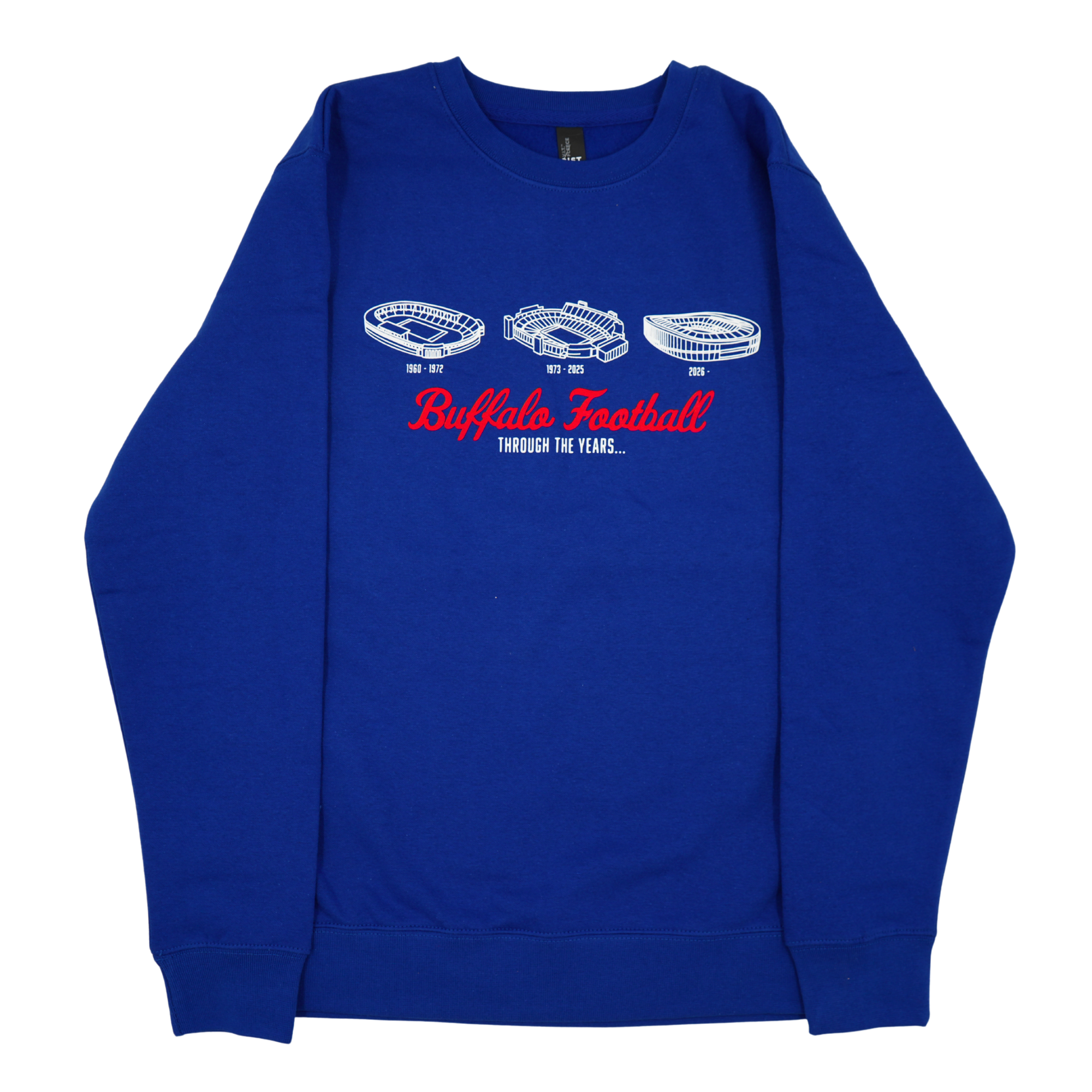 Buffalo Football Throughout The Years Blue Crewneck Sweatshirt