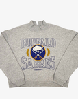 Sabres Heather Grey Royal & Gold Logo Mockneck Sweater