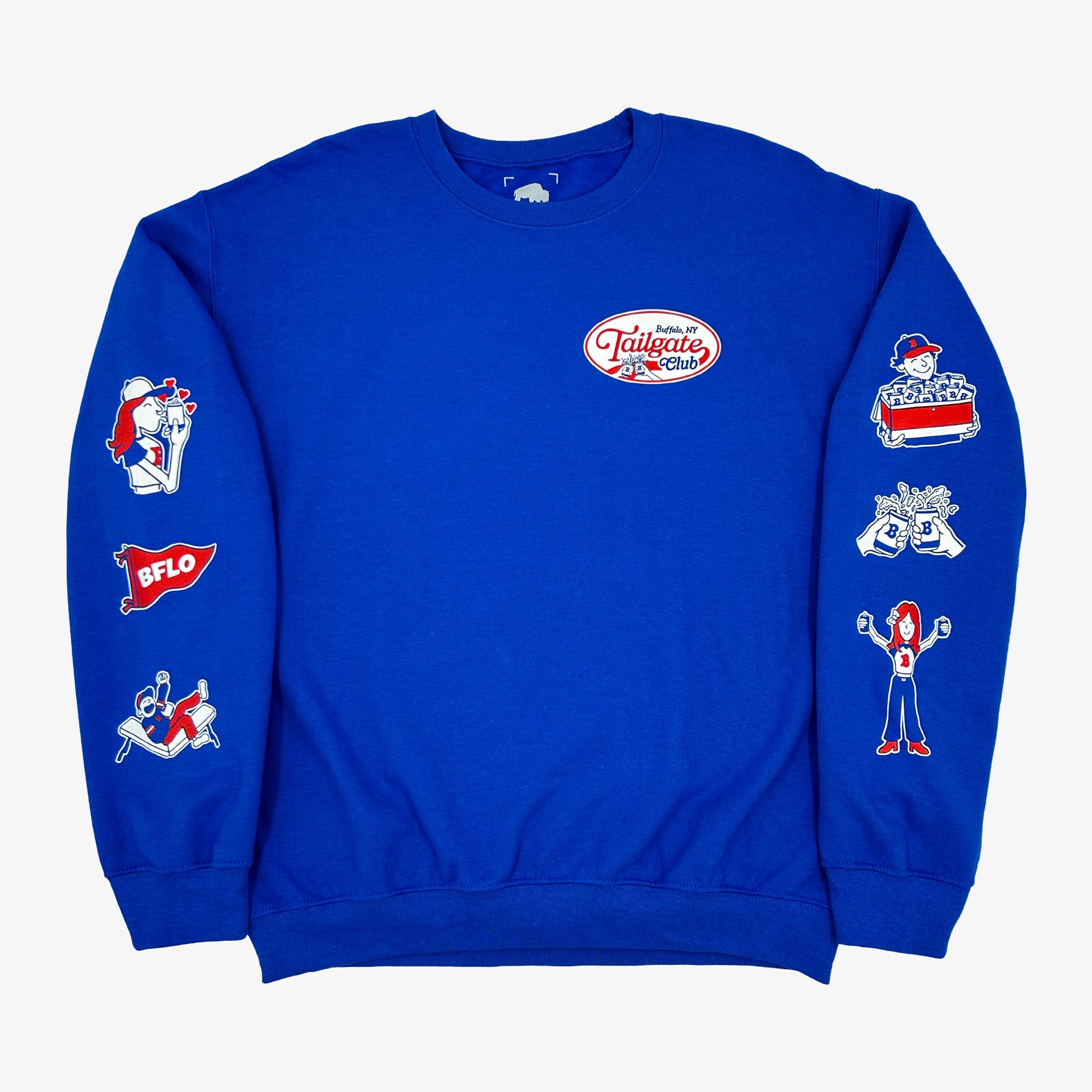 Tailgate Club With Sleeve Patches Royal Crewneck