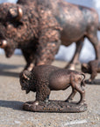 7" Bronze Resin Bison Statue