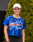 Women's Buffalo Bills Big Logo Royal Sequin Crop Top