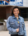 Women's Buffalo Sabres 4Her Blue Denim Cropped Jacket