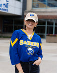 Women's Buffalo Sabres Royal Lace Up Starter Three Quarter Sleeve Shirt