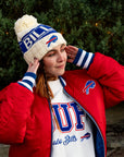 Women's New Era Bills 2024 Sideline Cream Pom Knit