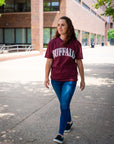 Buffalo Collegiate Style Maroon Short Sleeve Shirt