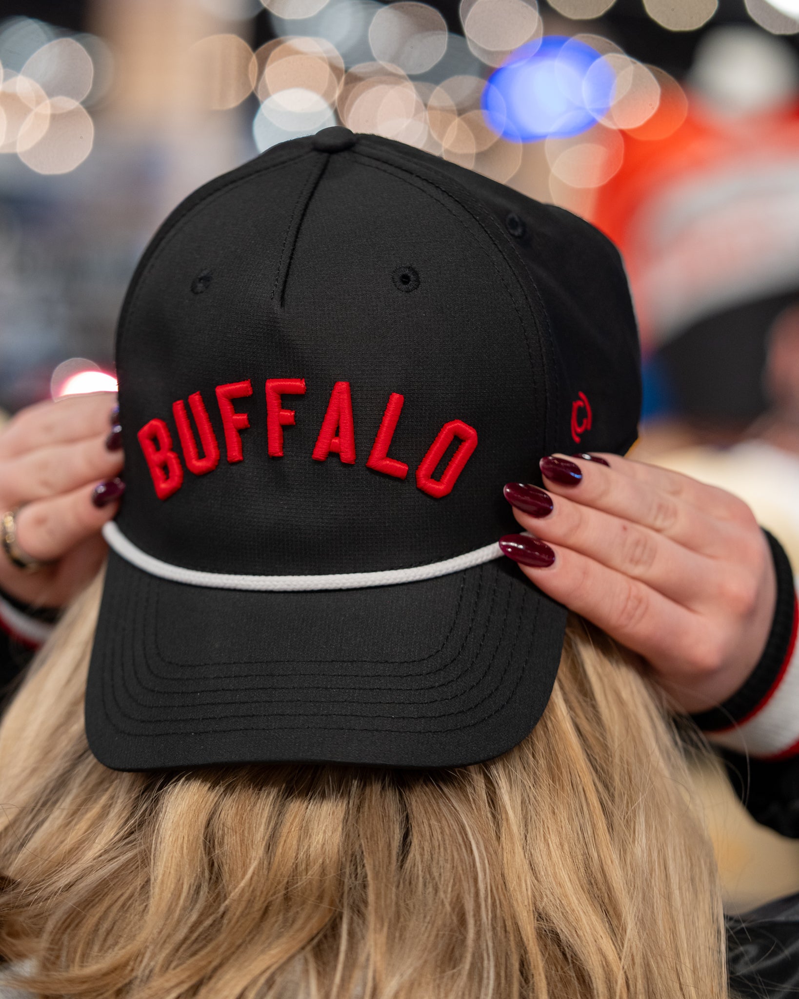 Black Red Black Performance Rope "Buffalo" Hat