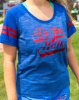 Women's New Era Bills Bold Heather Royal Short Sleeve Shirt