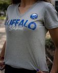 Women's Buffalo Sabres 4Her Gray V-Neck T-Shirt