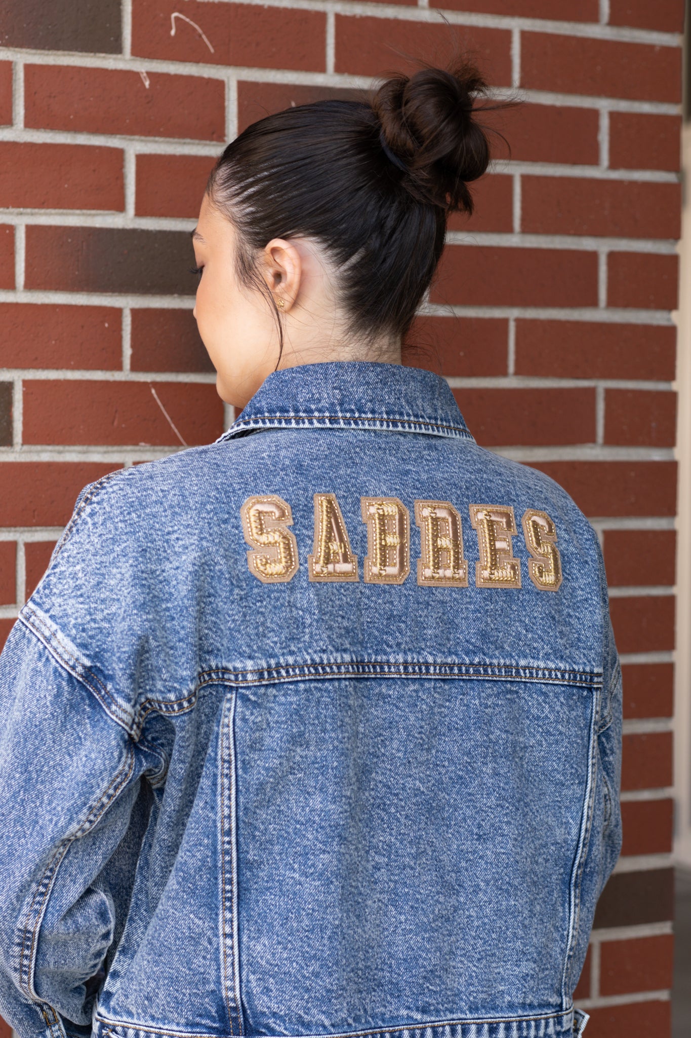 Women&#39;s Buffalo Sabres 4Her Blue Denim Cropped Jacket