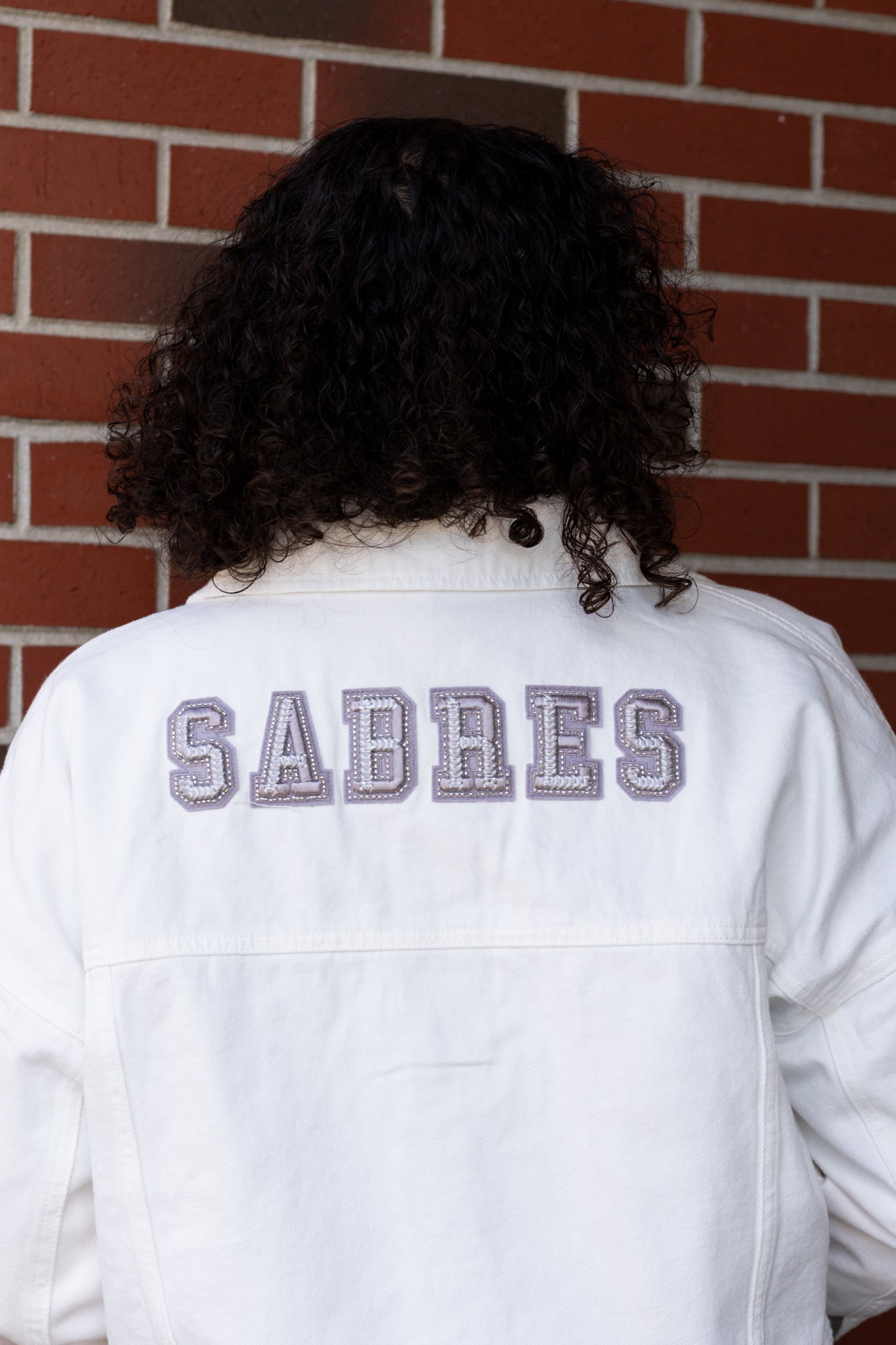 Women&#39;s Buffalo Sabres 4Her White Denim Cropped Jacket