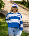 Women's '47 Brand Buffalo Bills Cropped Rugby Long Sleeve Polo