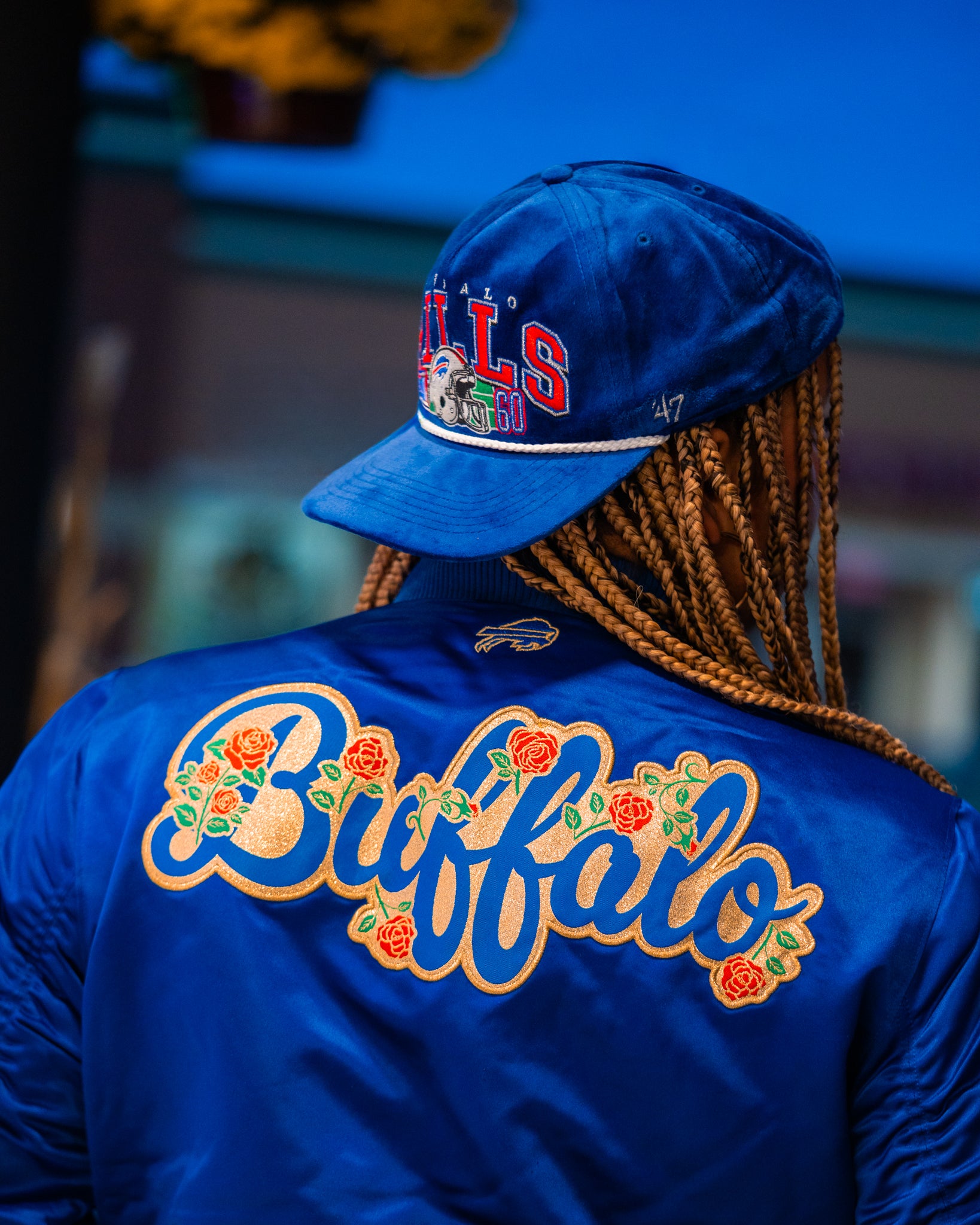 Women's New Era Buffalo Bills Floral Logo Royal Jacket