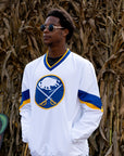 Buffalo Sabres Yard Line White V-Neck Pullover