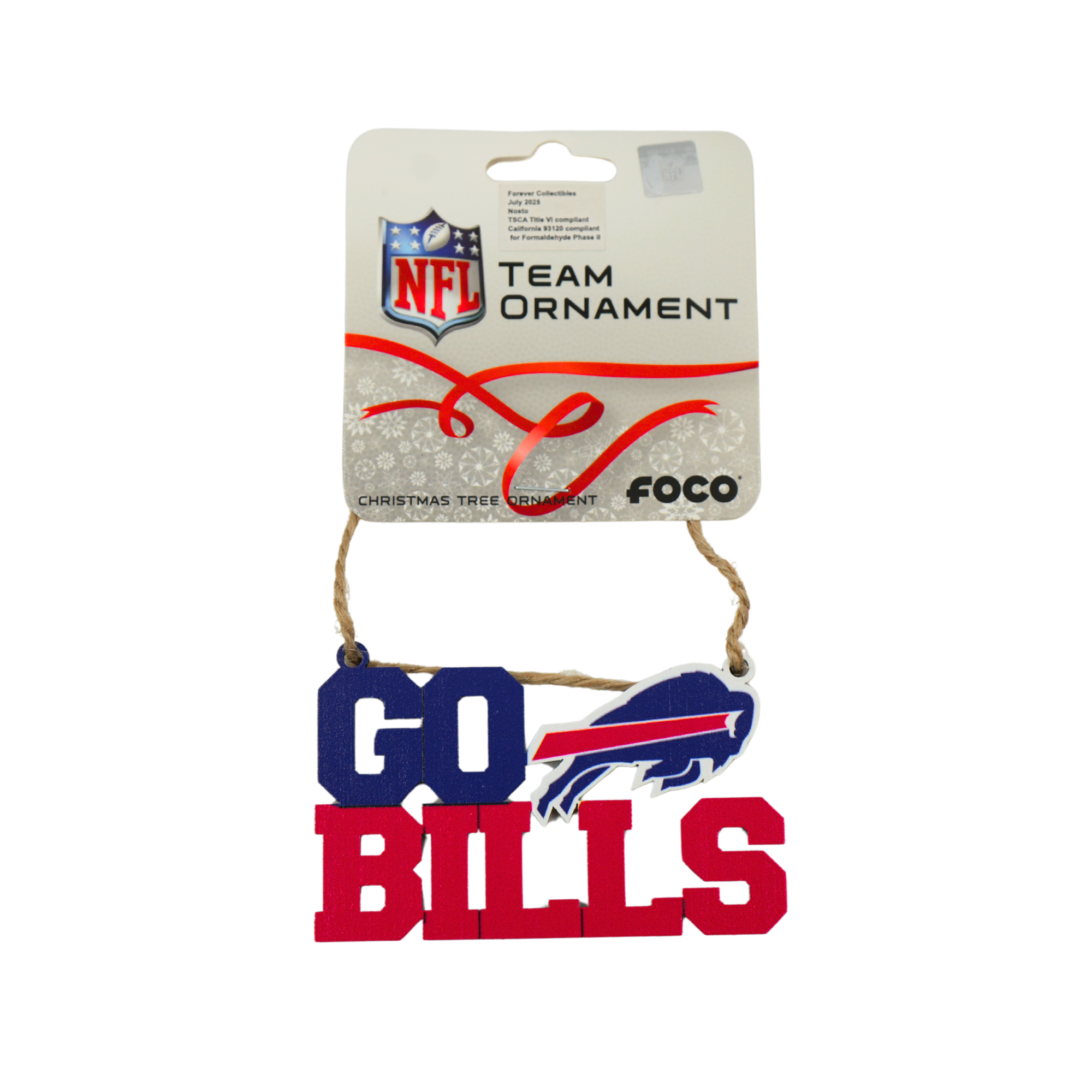 Go Bills With Logo Wooden Holiday Ornament
