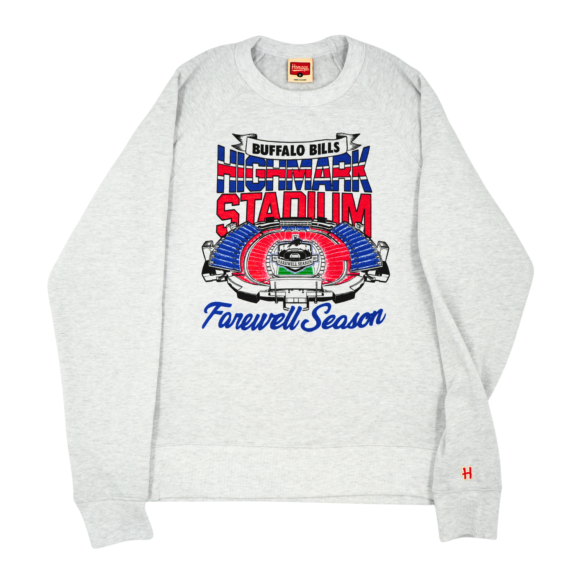 Homage Buffalo Bills Highmark Stadium Farewell Season Ash Crewneck Sweatshirt