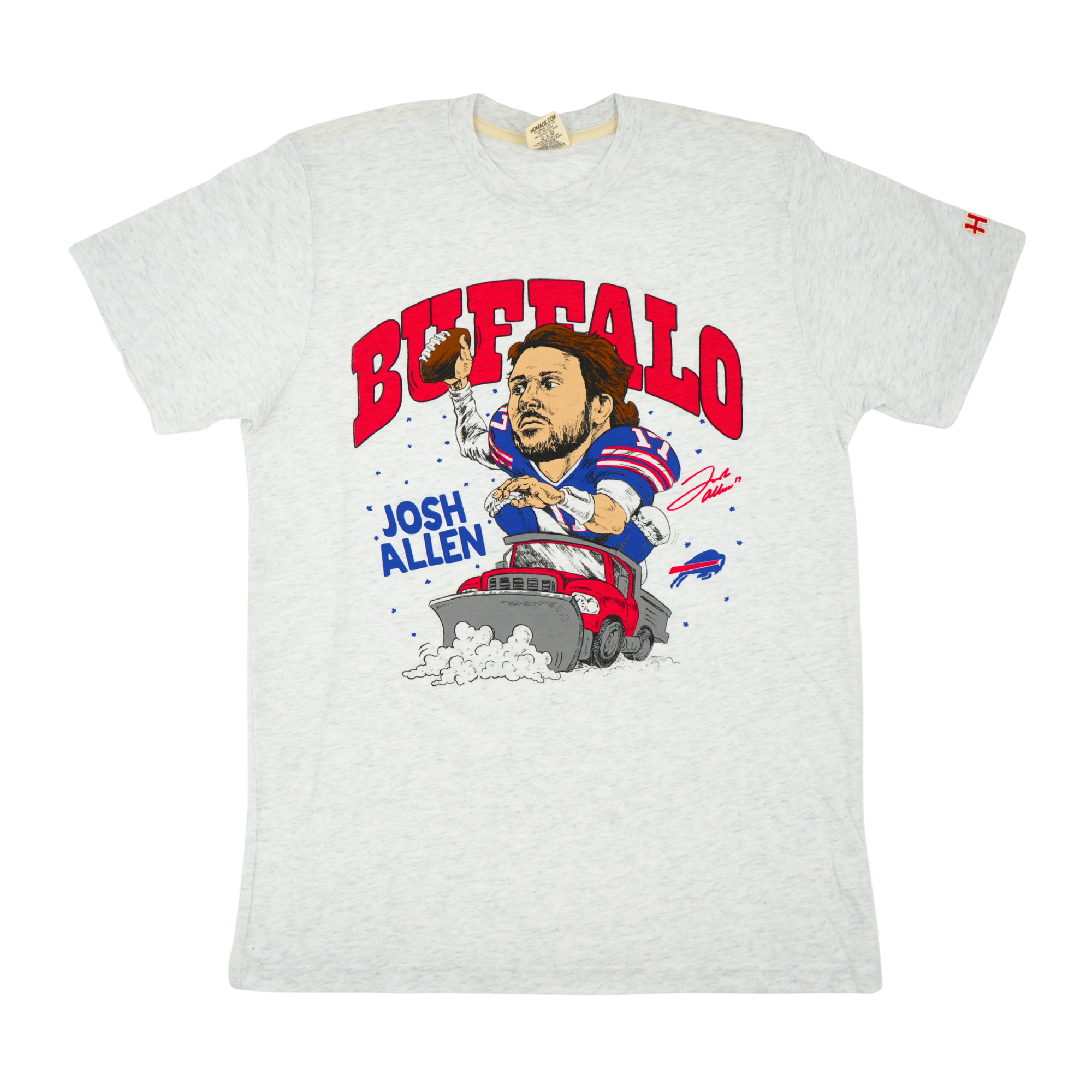Homage Buffalo Bills Josh Allen Snow Plow Ash Short Sleeve Shirt