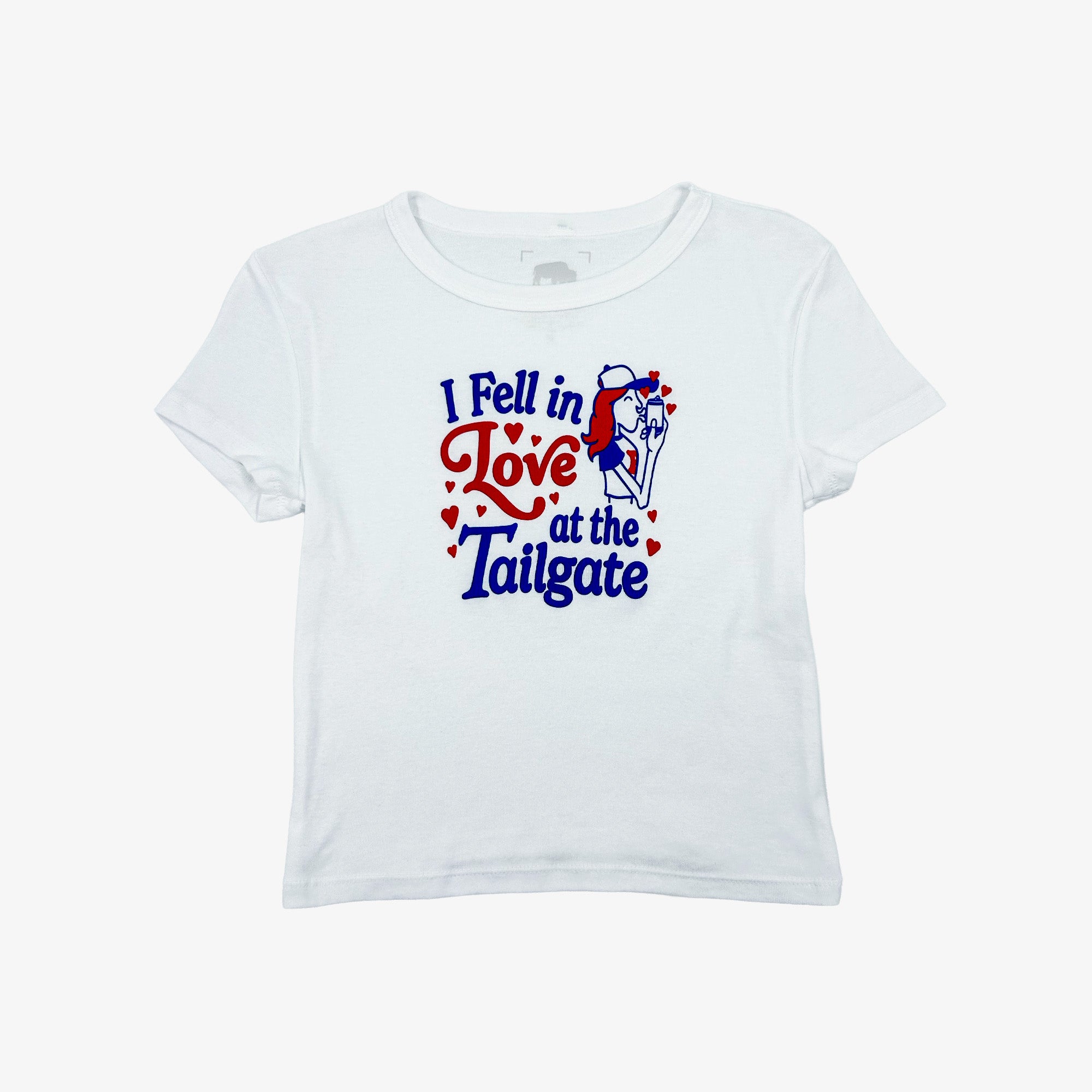 Women's I Fell In Love At The Tailgate White Baby Tee