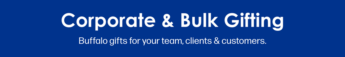 banner that says corporate and bulk gifting. buffalo gifts for your team clients and customers