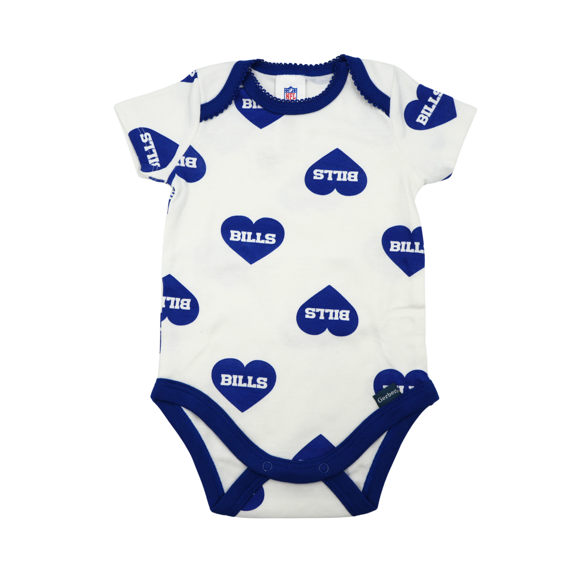 Infant Gerber Buffalo Bills Blue & White Hearts Onesie