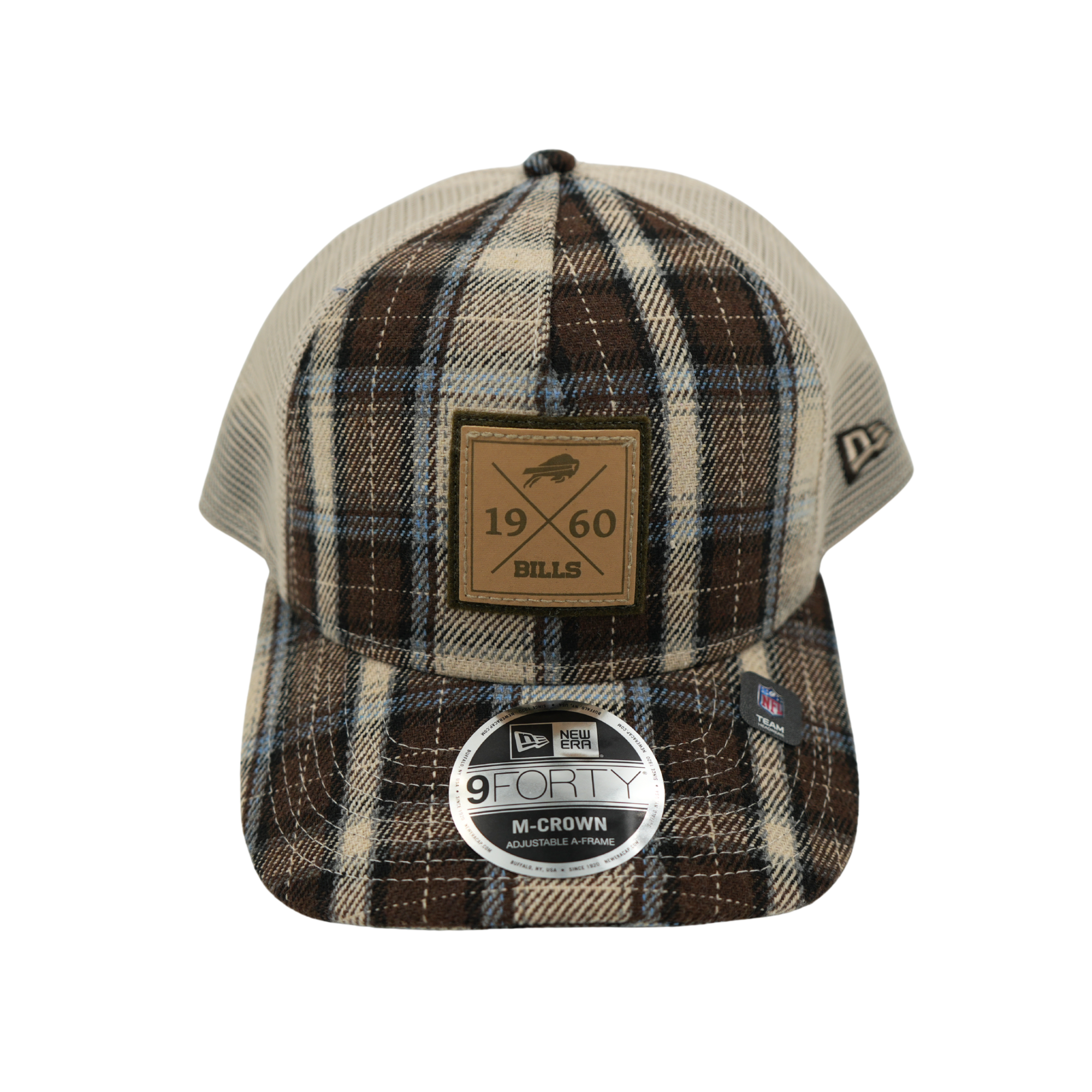 New Era 9FORTY Buffalo Bills Rustic Brown & Pale Blue Plaid M-Crown Snapback