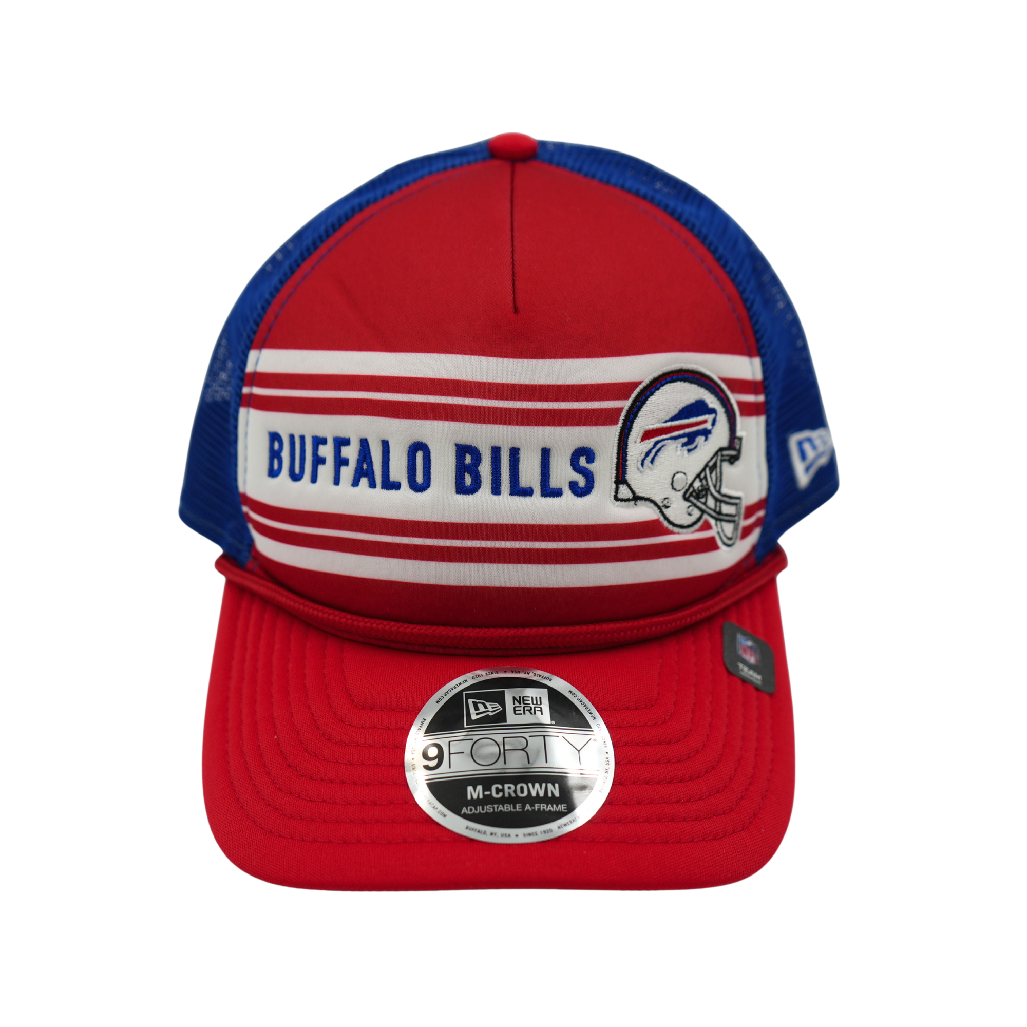 New Era 9FORTY Buffalo Bills Throwback Red Linear A-Frame Trucker Hat