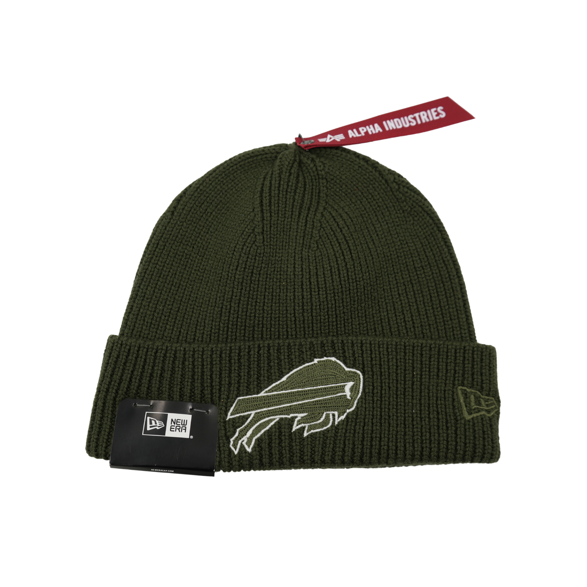 New Era Buffalo Bills Alpha Industries Green Knit Beanie