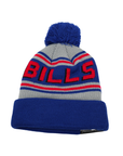 New Era Buffalo Bills Gray With Blue & Red Stripes Knit Pom
