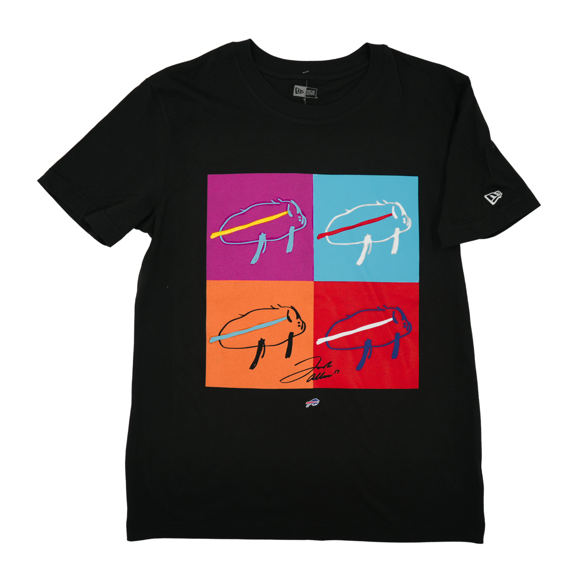 New Era Buffalo Bills Multi-Color Billustration Collage Black Short Sleeve Shirt