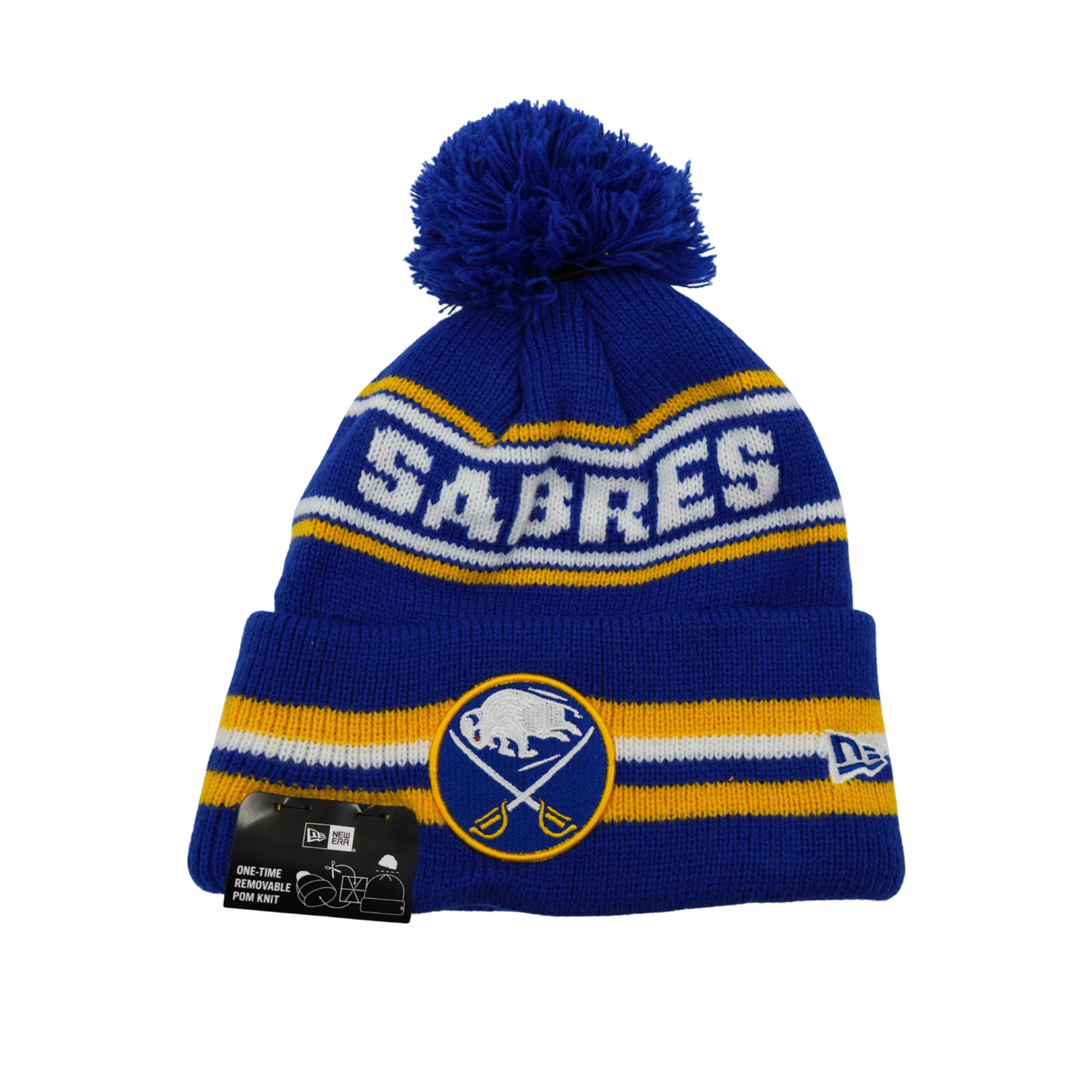 New Era Buffalo Sabres Blue With Yellow & White Stripes Knit Pom
